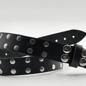 2-Row Chrome Rivet Stud Punk Rock Leather Belt by Nemesis Leather -New Deadstock